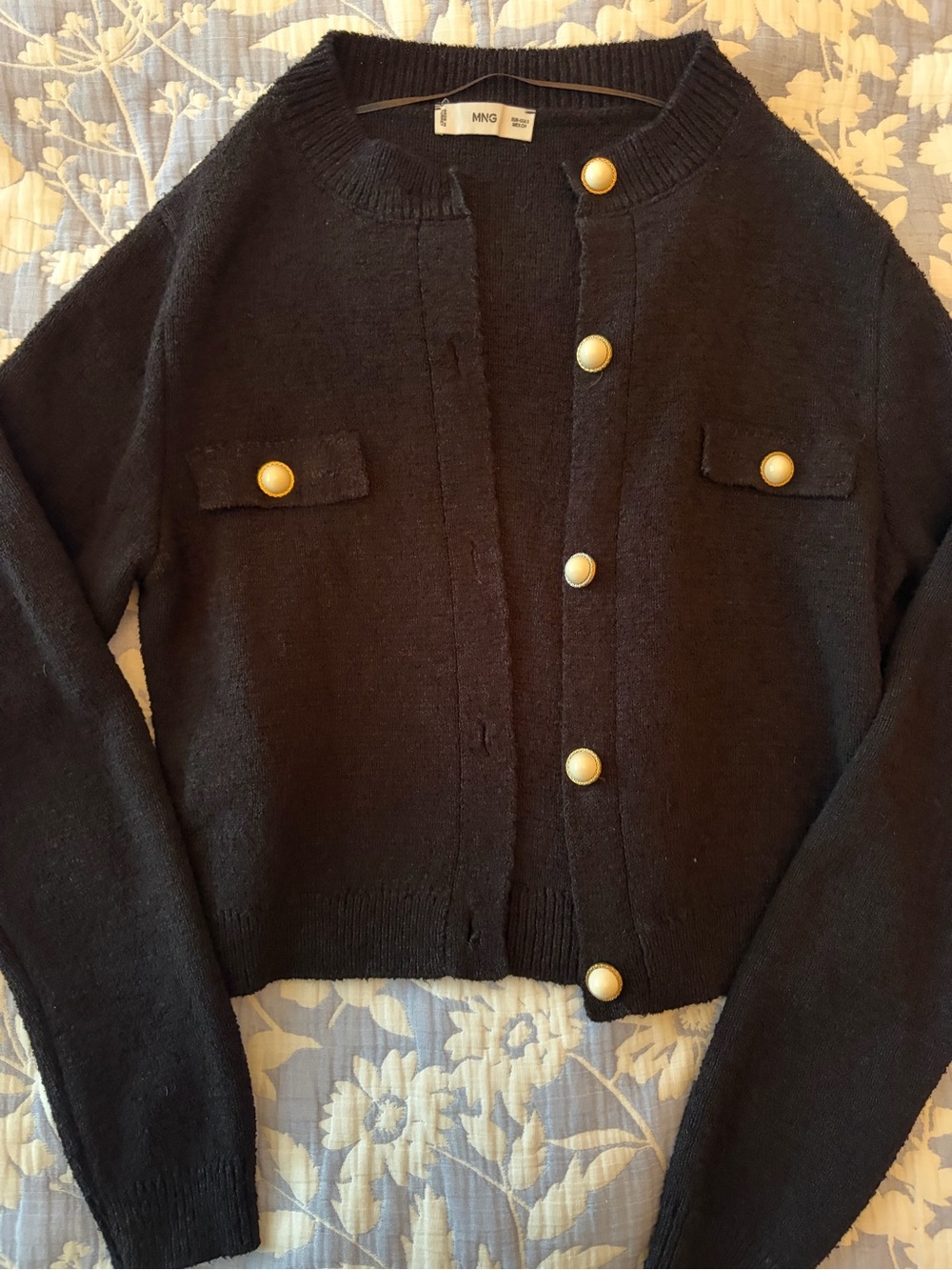 Mango Black Knit Cardigan with Gold Buttons - Picture 5 of 5